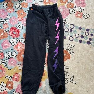 Aviator nation, hombre, pink and purple lightning bolt sweatpants